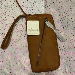 Free People Brown Wristlet Bag